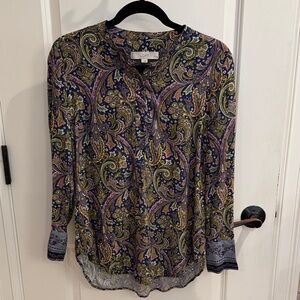 LOFT Paisley Print Blouse, Size SP fits like MP